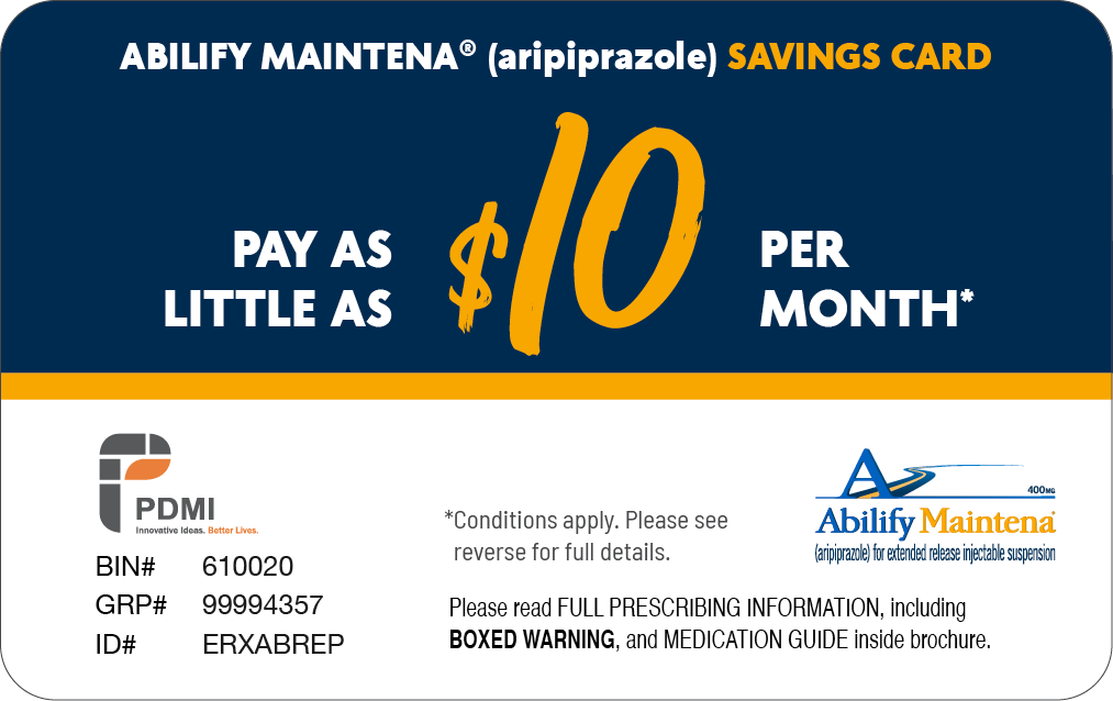 ABILIFY MAINTENA Savings Card Sample