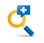 Magifying glass with plus sign icon