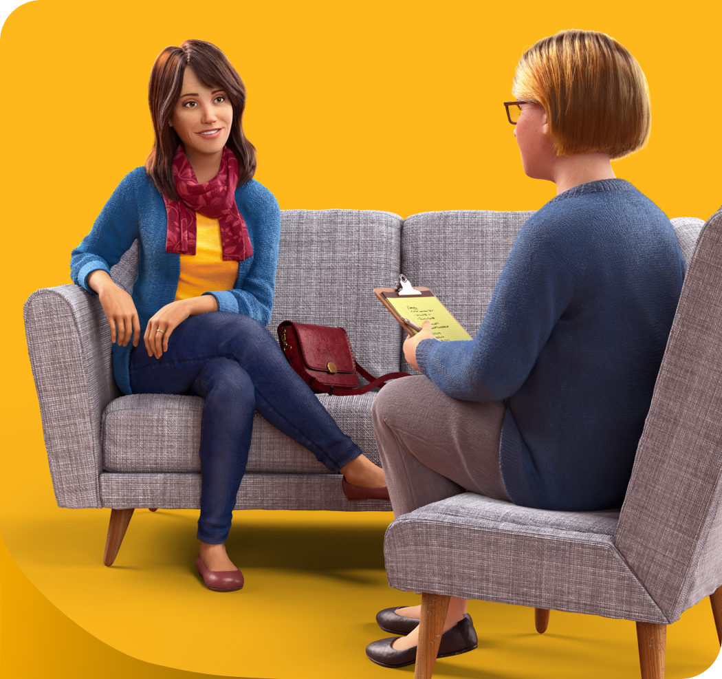 Woman talking to healthcare provider