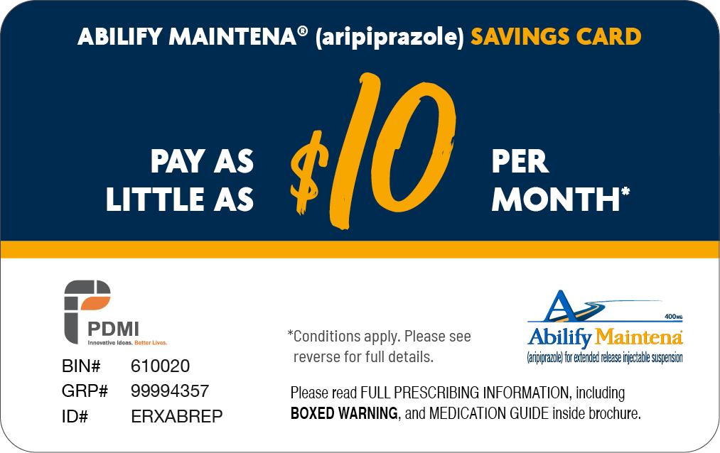 ABILIFY MAINTENA Savings Card Sample